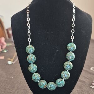 Turquoise Mosaic Bead Necklace - Unbranded